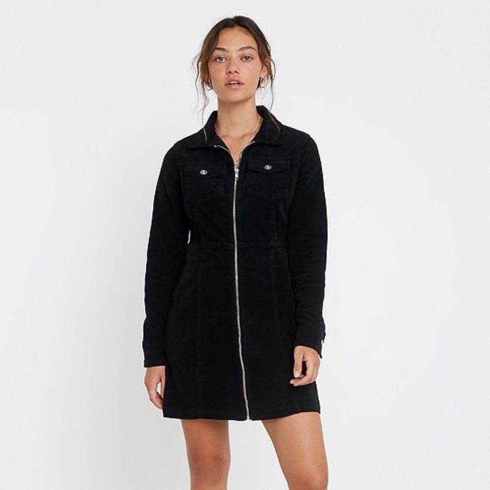 NWT UO June Corduroy Zip-Through Mini Dress